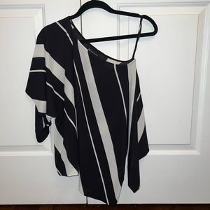 INC International Concepts Black & White One Shoulder Blouse